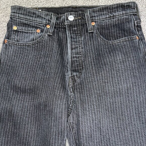 LEVI'S BIG E 501S - Skinny - Black & Gray Pin Stripe Denim Jeans - W28 L28 - Picture 2 of 12